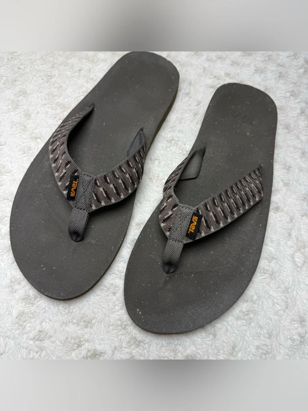 Teva Black Flip-Flops with Gray Patterned Straps